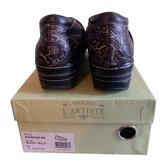 L 'ARTISTE by SPRING STEP Womens' Black Multi Zagabank Leather Clogs Size 5.5 - Picture 8 of 9
